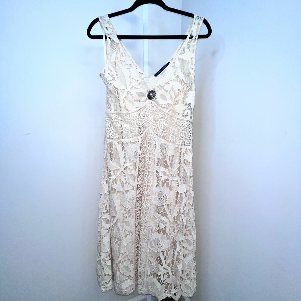 Ralph Lauren Vintage Lace Bridal Dress Size 6 Courthouse Wedding Reception Dress - Picture 12 of 17